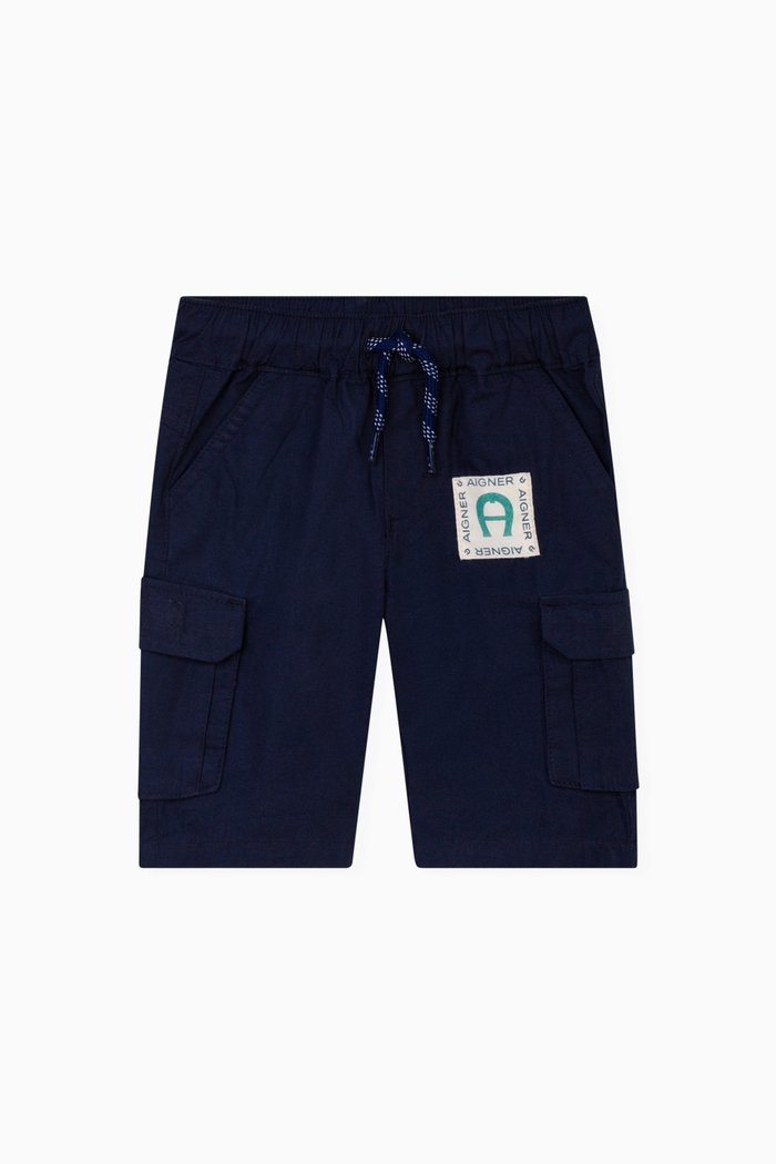 

Logo-badge Bermuda Shorts in Cotton-poplin, Blue
