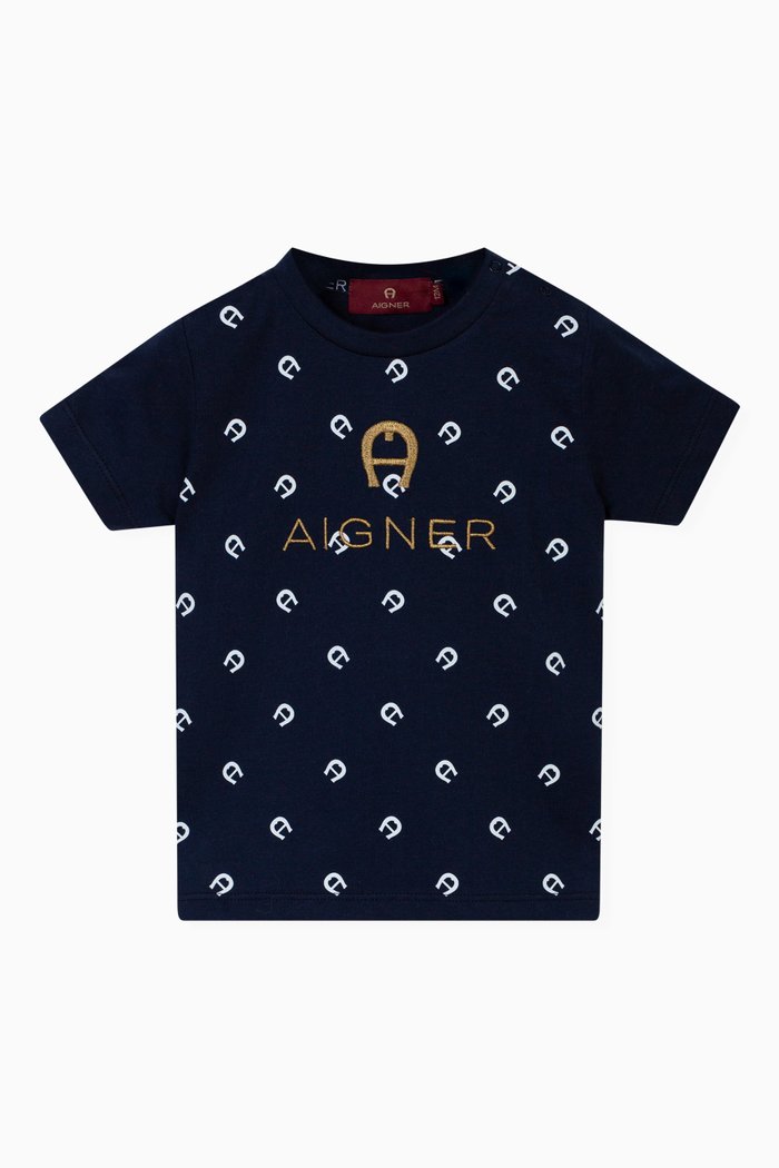 All-over Logo T-shirt in Cotton-jersey, Blue