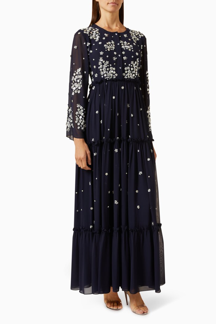 

Embellished Tiered Kaftan, Blue