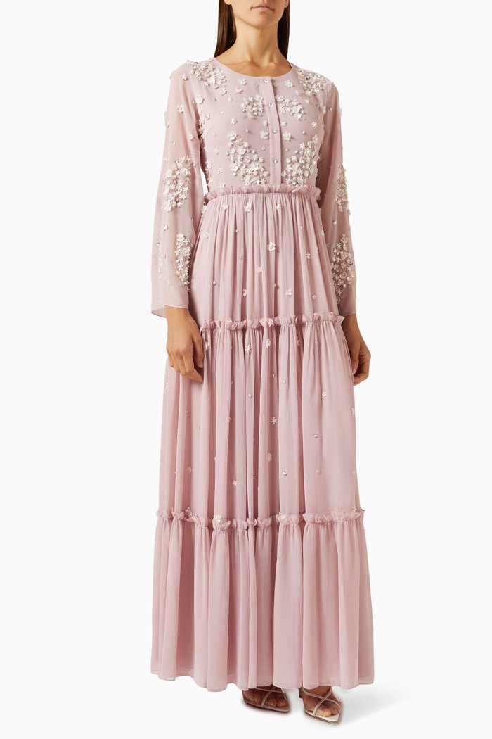 

Embellished Tiered Kaftan, Pink
