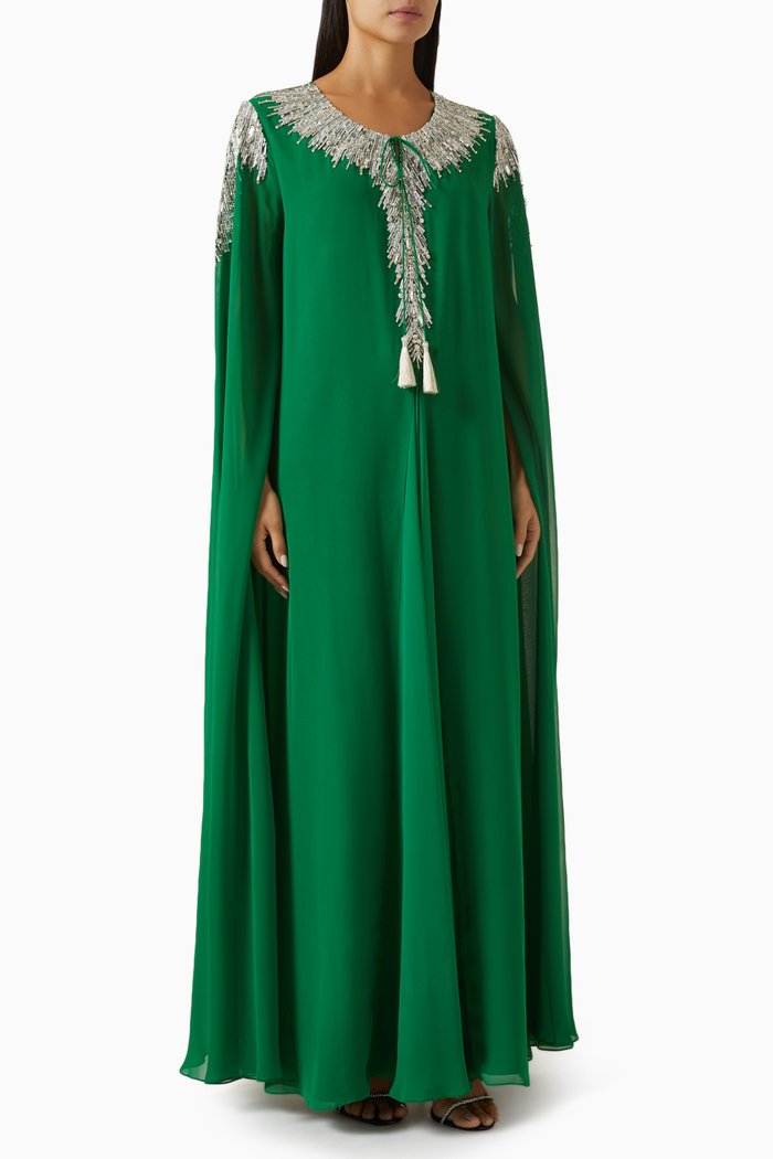 

Crystal-embellished Cape Kaftan, Green