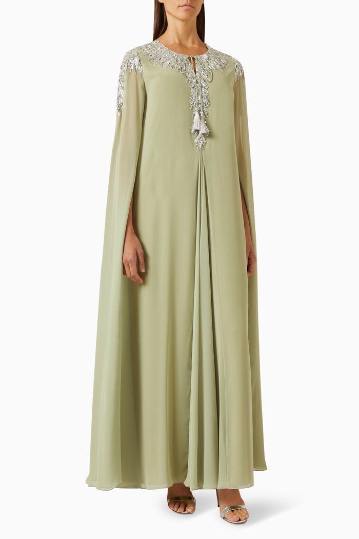 

Crystal-embellished Cape Kaftan, Green