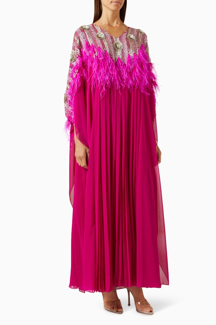 

Feather-embellished Kaftan, Pink