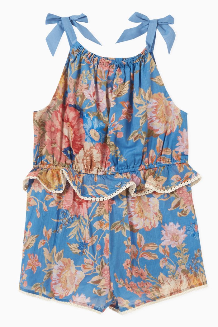 

August Tie Playsuit in Cotton, Blue