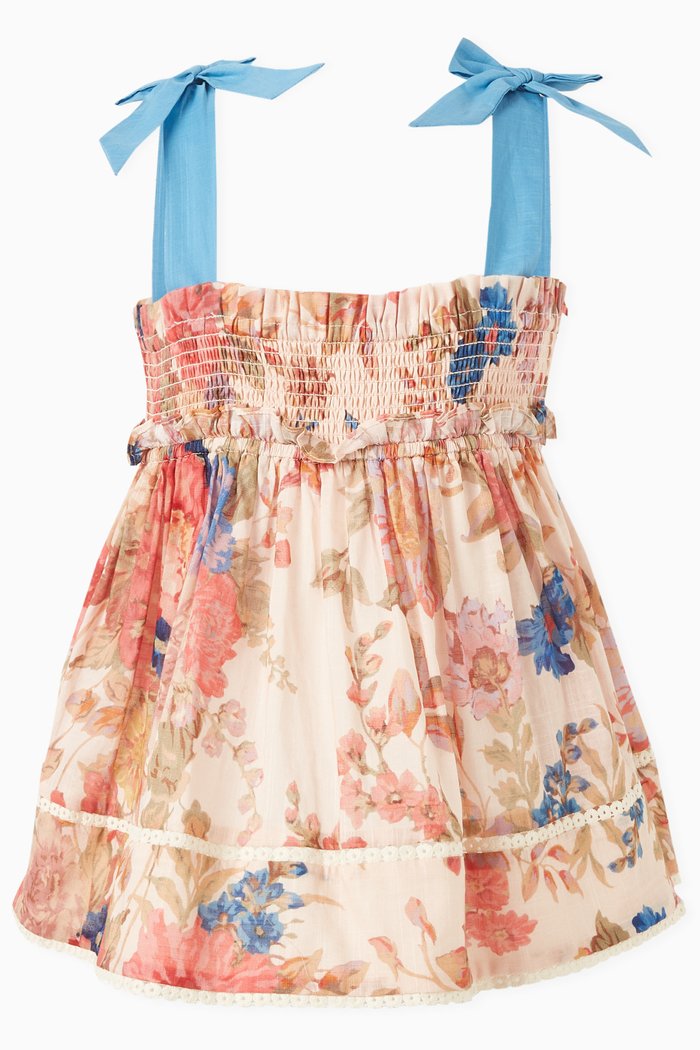 

August Shirred Top in Cotton, Neutral