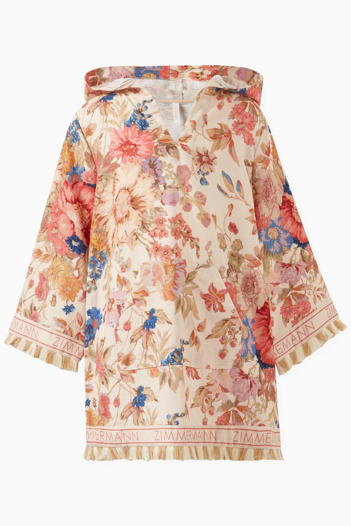 

August Floral-print Coverup in Cotton, Neutral