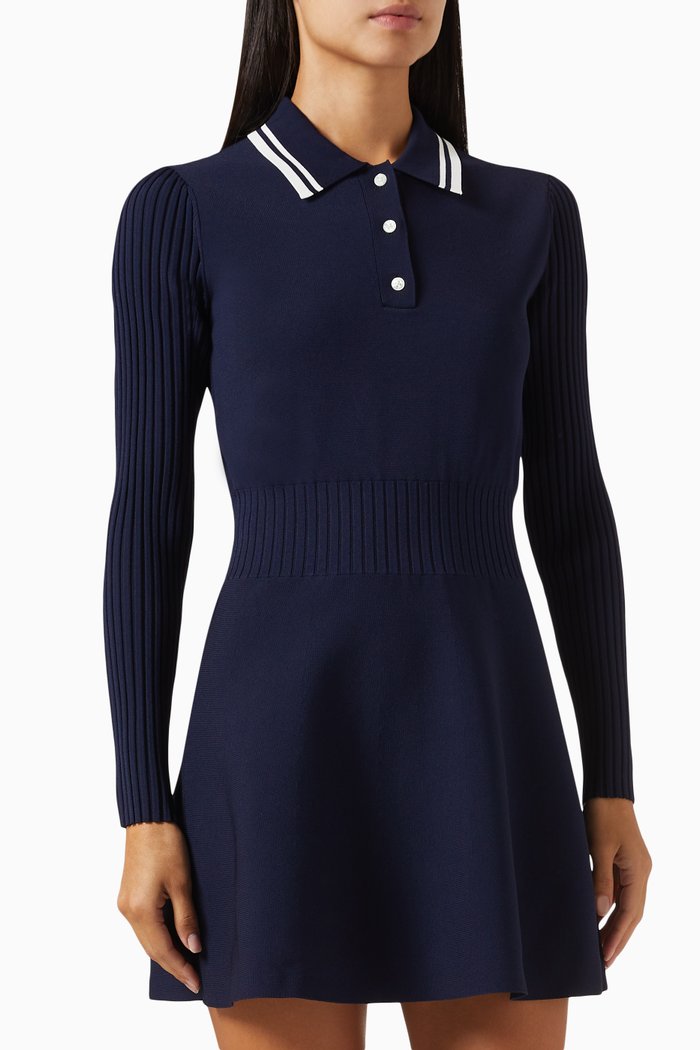 

Mini Polo Dress in Tech-knit, Blue
