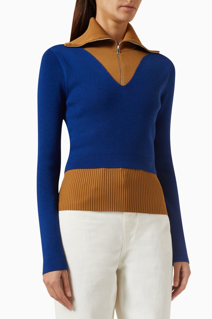 

Double Layered Zip Sweater in Knit, Multicolour