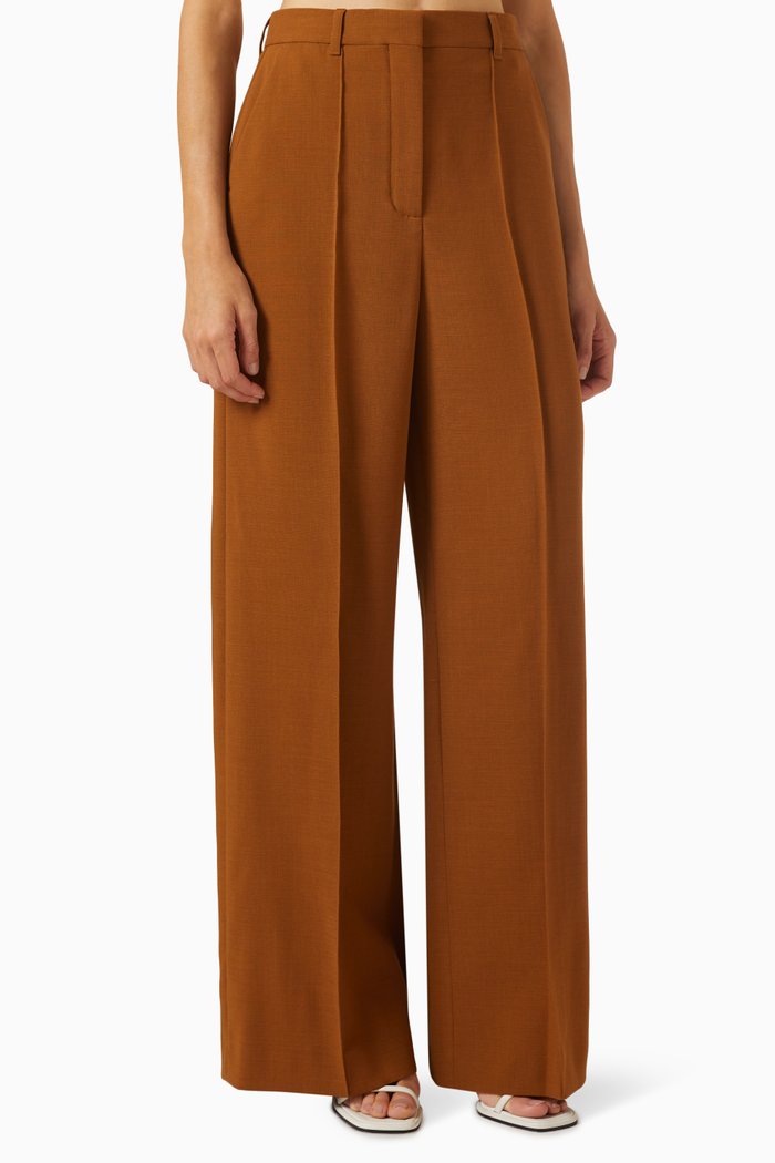 

Wide-leg Pants in Wool, Brown