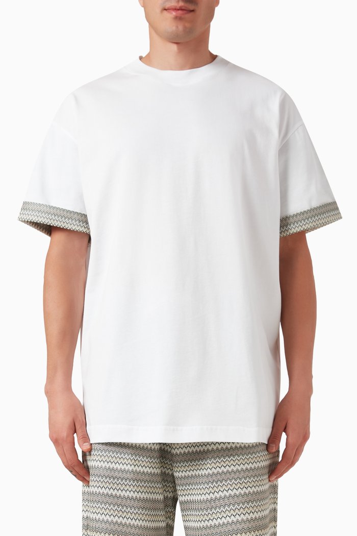 

Zigzag-trim T-shirt in Cotton Jersey, White