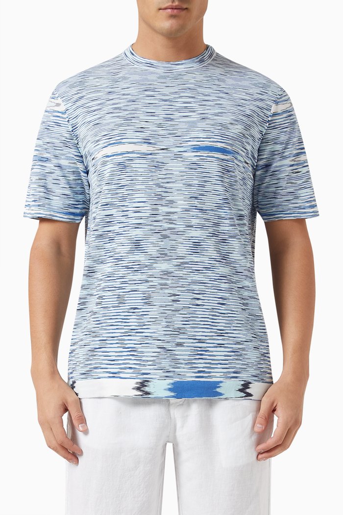 

Slim-fit T-shirt in Slub-knit, Blue