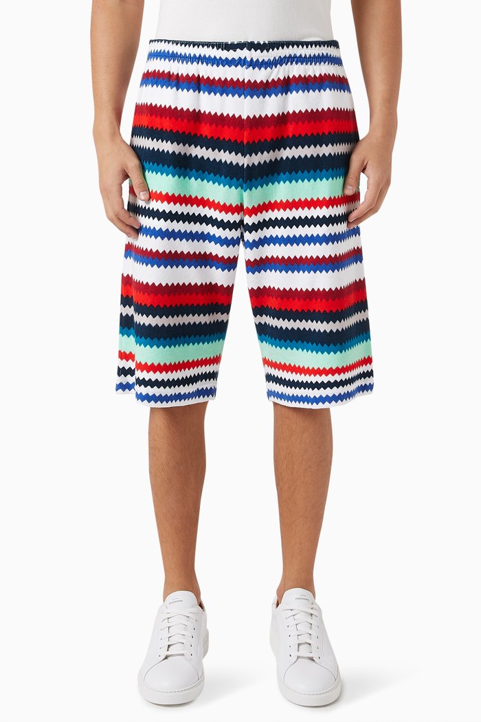 

Zigzag Long Swim Shorts in Terry, Multicolour