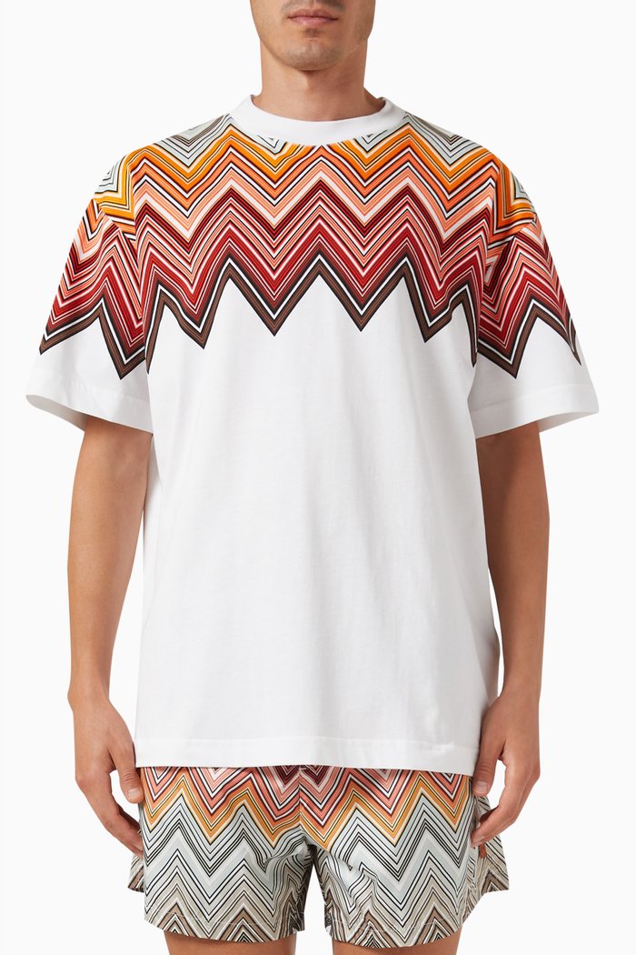 

Large Zigzag Print T-shirt in Cotton, Orange
