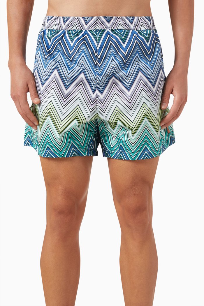 

Large Zigzag Print Swim Shorts, Blue