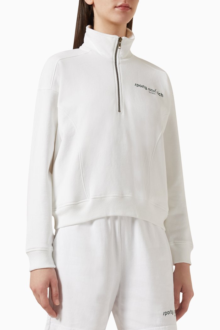 

Tank Quarter-zip Sweatshirt in Cotton, White