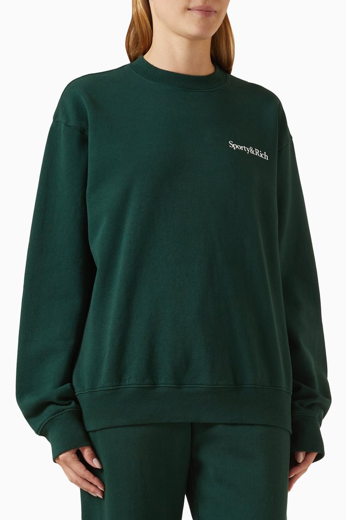 New Health Crew-neck Sweatshirt in Cotton, Green