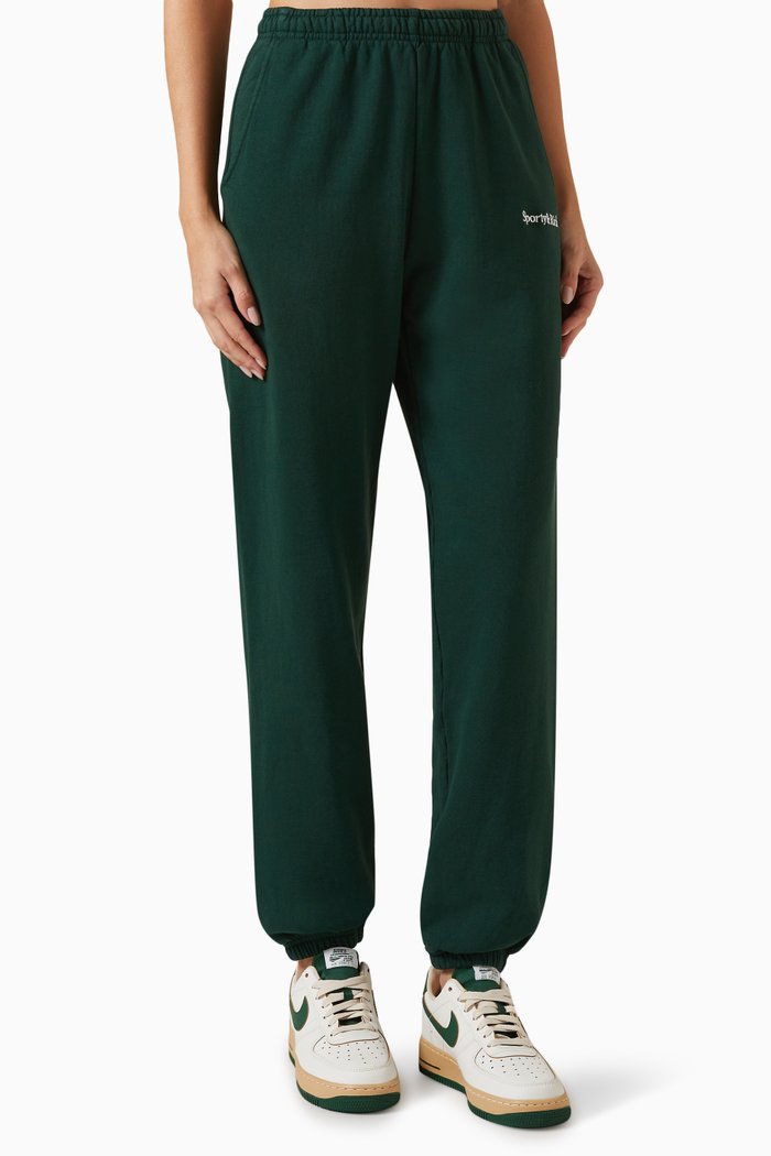 

Serif Logo Embroidered Sweatpants in Cotton, Green