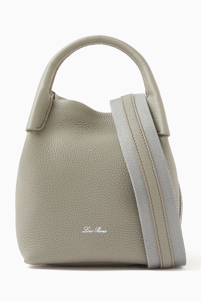 

Micro Bale Crossbody Bag in Calfskin, Grey