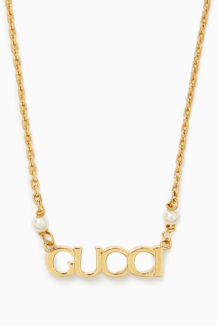

'GUCCI' Letter Necklace in Metal, Gold