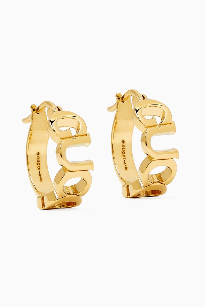 'GUCCI' Letter Hoop Earrings in Metal, Gold