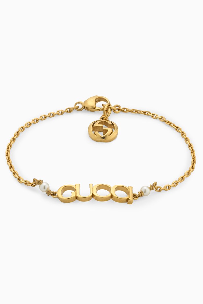 

'GUCCI' Letter Bracelet in Metal, Gold