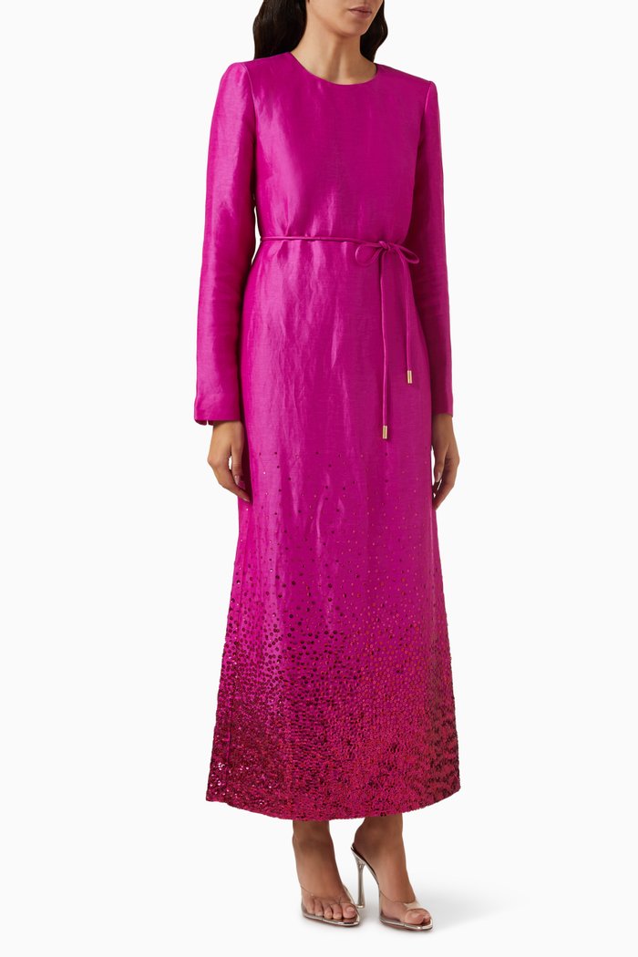 

Reflection Sequin-embellished Maxi Dress in Linen-viscose, Purple