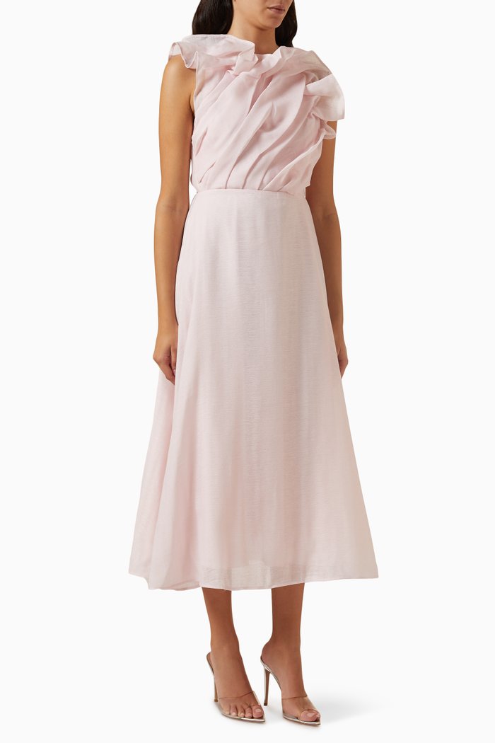 Genesis One-shoulder Midi Dress, Pink