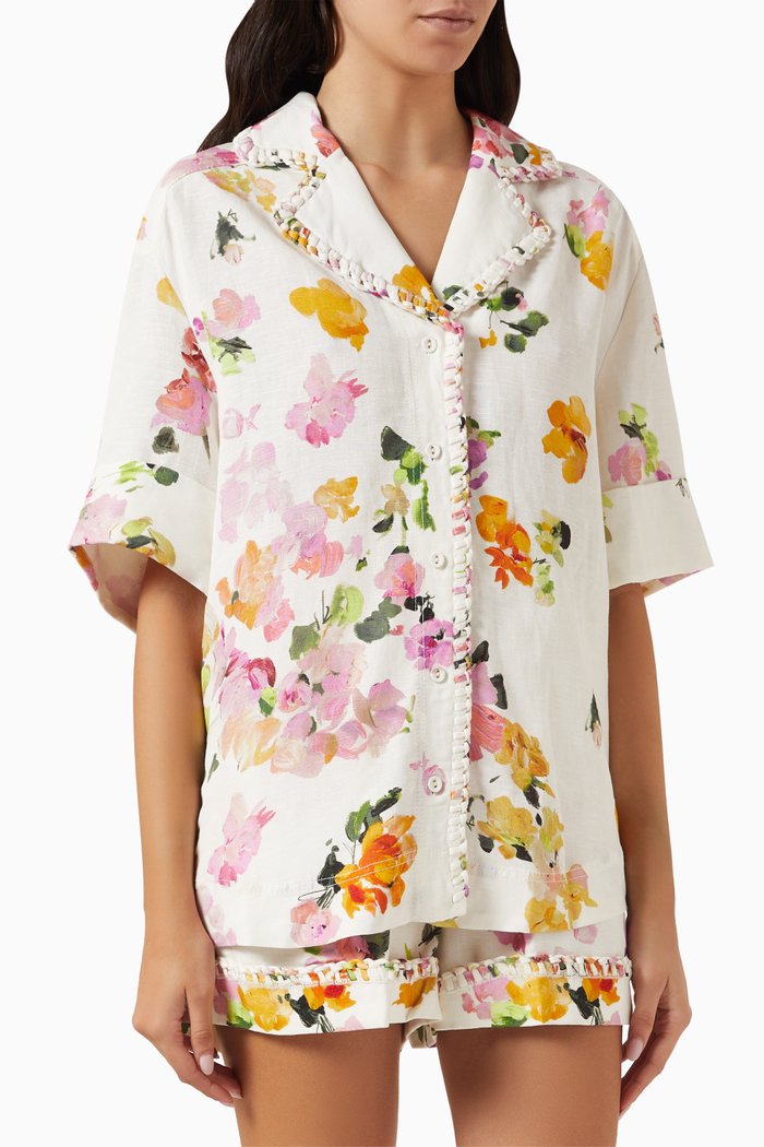 Constance Whipstitch Shirt in Linen, Multicolour