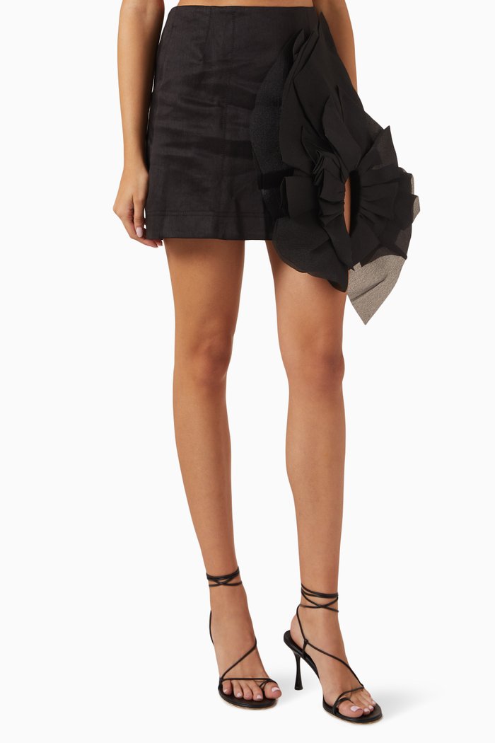 

Energy Mini Skirt in Linen, Black