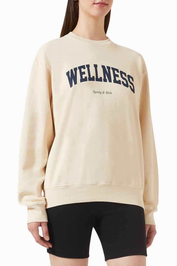 Wellness Ivy Crewneck Sweatshirt in Cotton, Neutral
