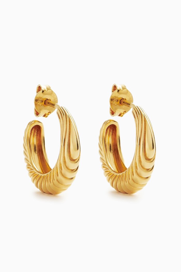 

Wavy Ridge Small Hoop Earrings in 18ct Recycled Gold Vermeil