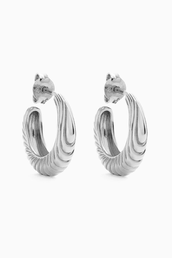 

Wavy Ridge Small Hoop Earrings in Recycled Sterling Silver