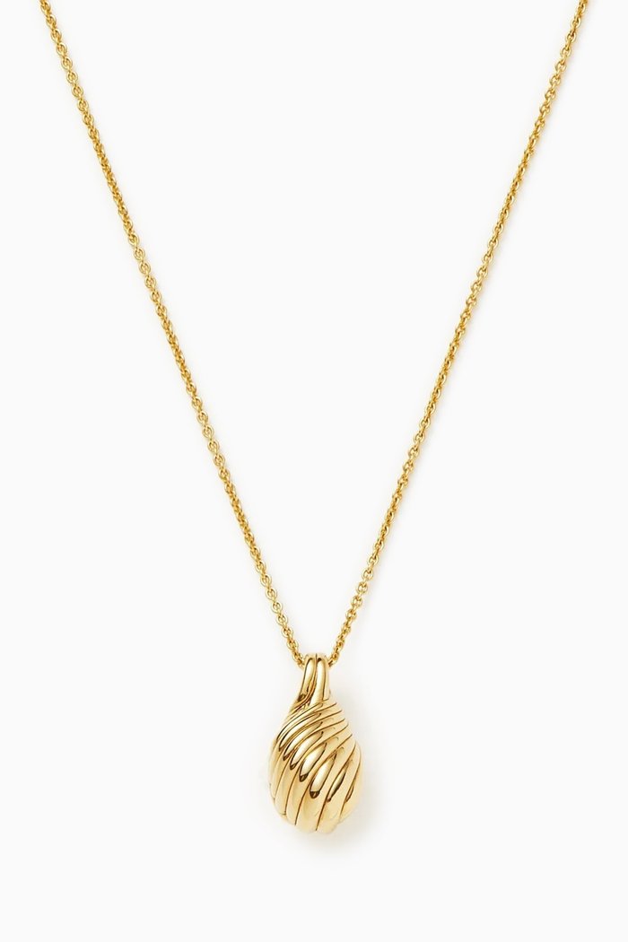 

Wavy Ridge Droplet Pendant Necklace in 18kt Recycled Gold-plated Sterling Silver