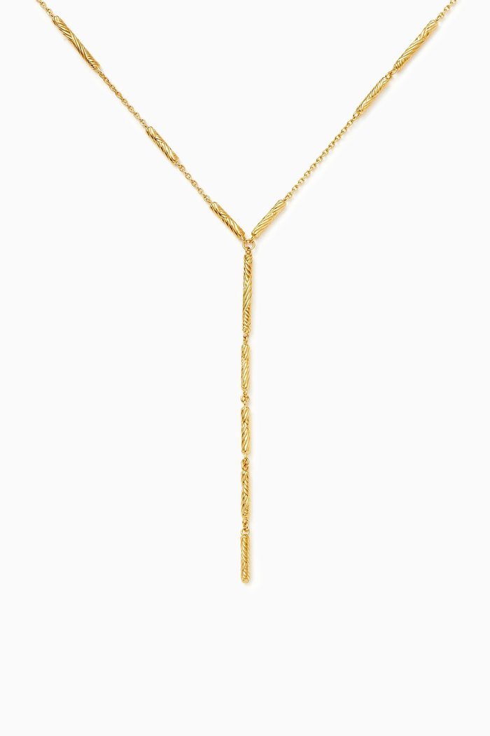 

Wavy Ridge Lariat Chain Necklace in 18kt Recycled Gold-plated Brass