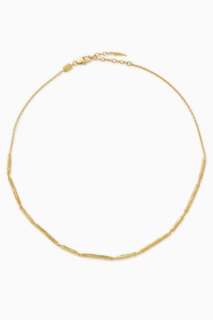 Wavy Ridge Chain Choker in 18kt Recycled Gold-plated Brass