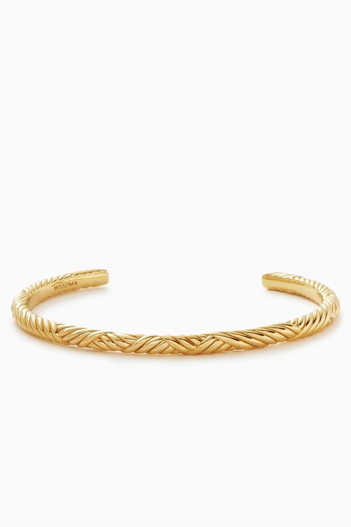 

Wavy Ridge Gemelli Cuff Bracelet in 18kt Recycled Gold-plated Brass
