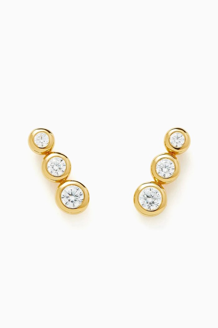 

Articulated Triple Stone Earrings in 18kt Recycled Gold Plated Vermeil