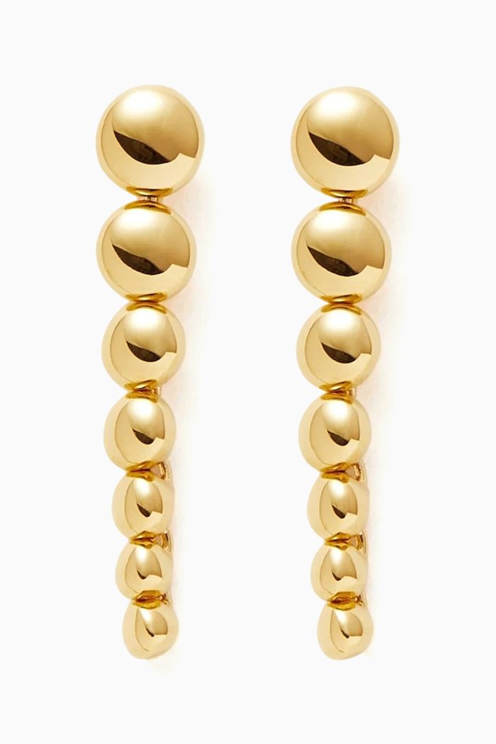 

Articulated Beaded Stud Drop Earrings in 18kt Recycled Gold-plated Vermeil