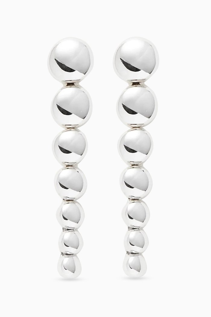 

Articulated Beaded Stud Drop Earrings in Rhodium-plated Recycled Sterling Silver