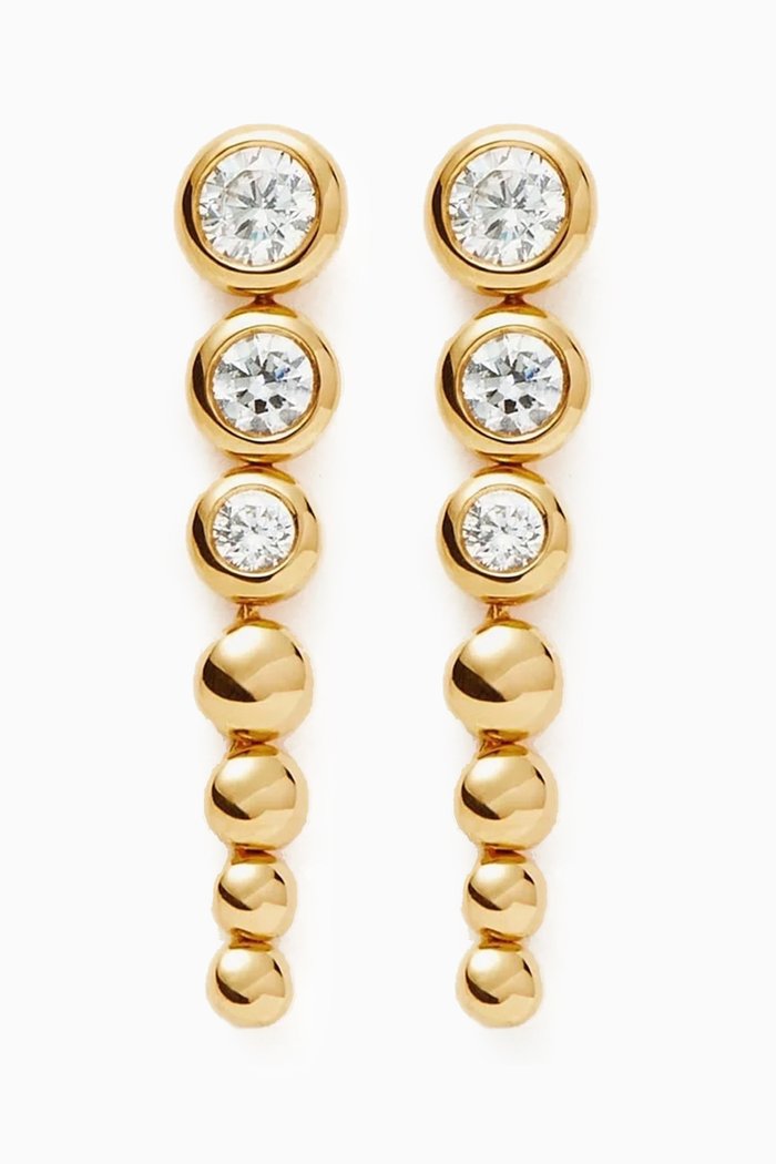 

Articulated Beaded Stone Drop Earrings in 18kt Recycled Gold-plated Vermeil