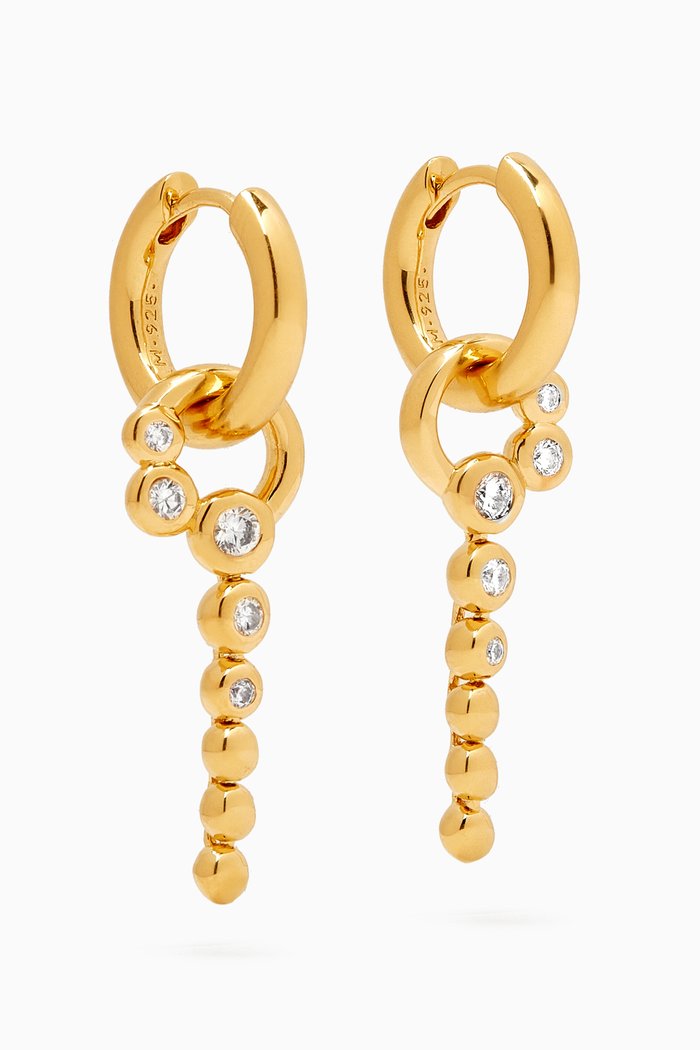 

Articulated Beaded Stone Convertible Hoop Earrings in 18kt Recycled Gold-plated Vermeil