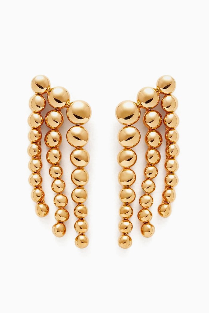 

Articulated Beaded Waterfall Stud Earrings in 18kt Recycled Gold-plated Vermeil