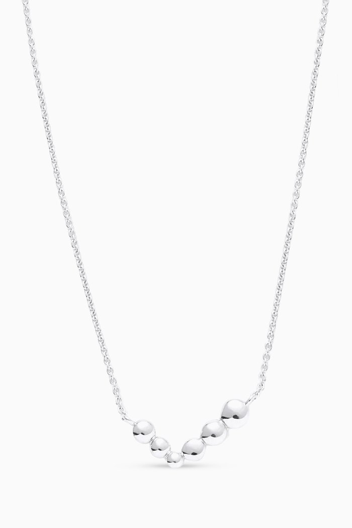 Articulated Beaded Floating Necklace in Rhodium-plated Sterling Silver