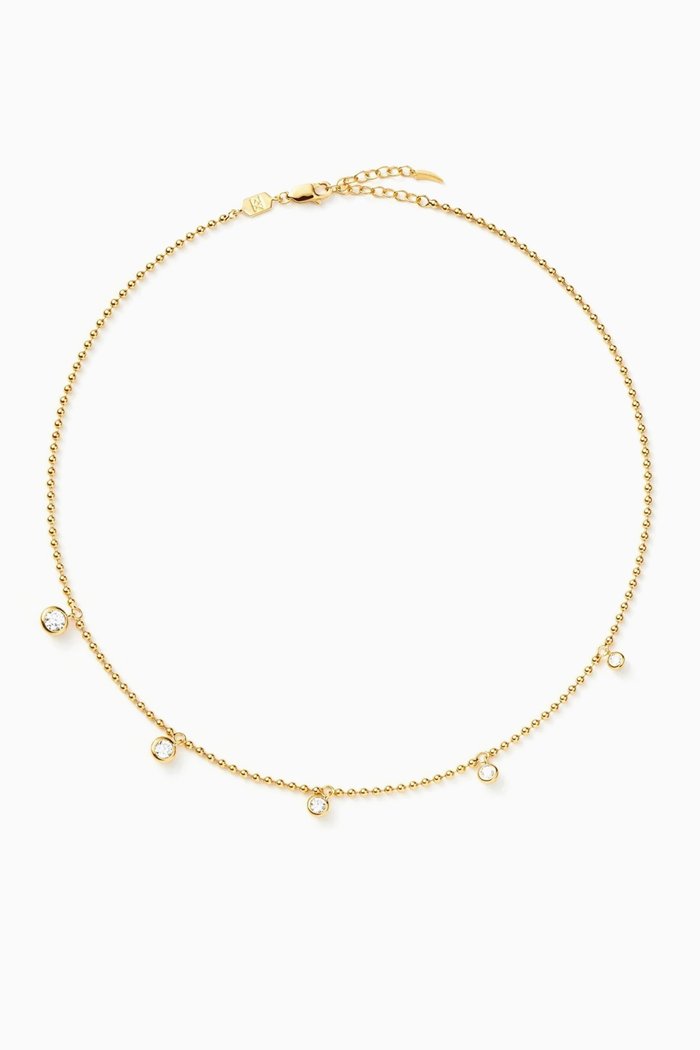 

Stone Charm Drop Necklace in 18kt Recycled Gold-vermeil