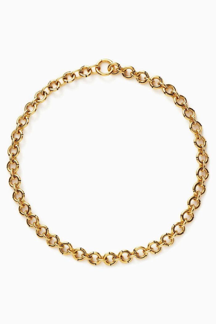 

Enamel Byline Link Chunky Chain Choker in Recycled Gold-plated On Brass