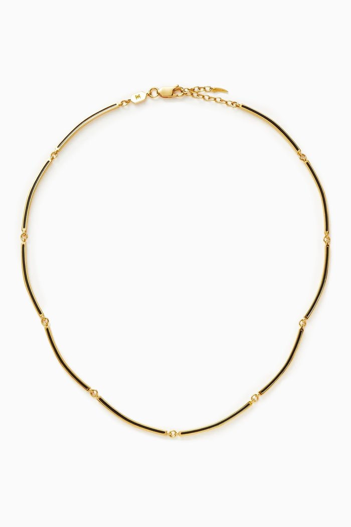 

Enamel Reversible Byline Link Choker in 18kt Gold-plated Brass