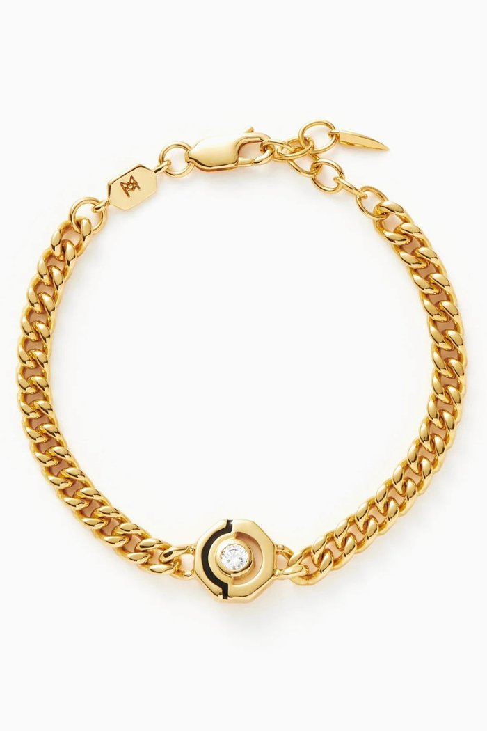 

Enamel & Stone Byline Hex Charm Bracelet in 18kt Gold-plated Brass