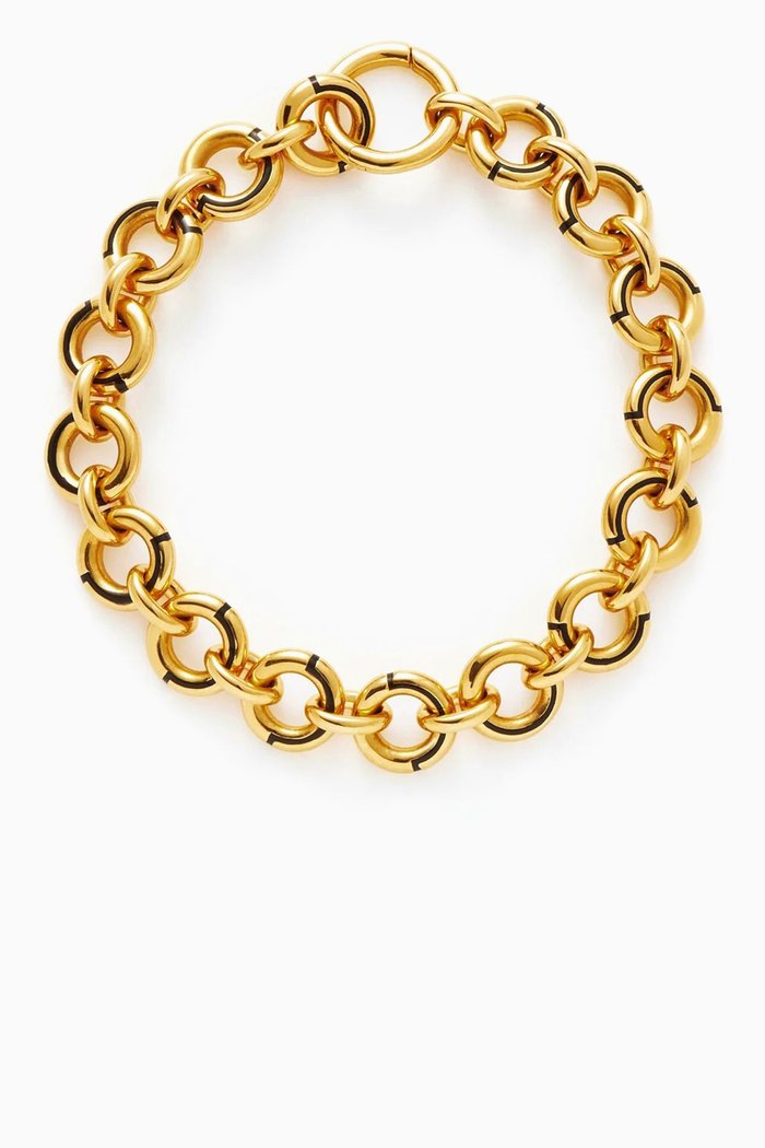 

Enamel Byline Link Chunky Chain Bracelet in 18kt Recycled Gold-plated Brass