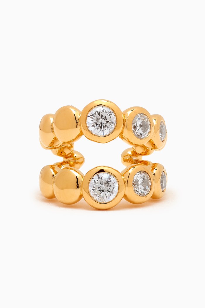 

Articulated Beaded Stone Double Single Ear Cuff in 18kt Recycled Gold-plated Vermeil