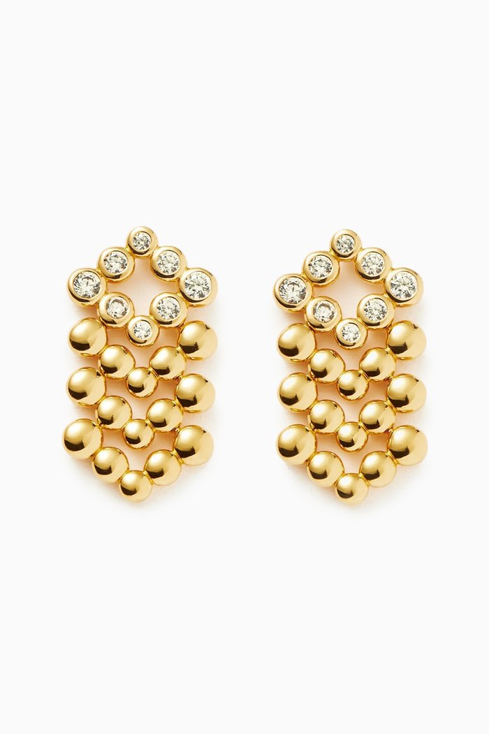 

Articulated Beaded Stone Chandelier Earrings in 18kt Recycled Gold-plated Vermeil